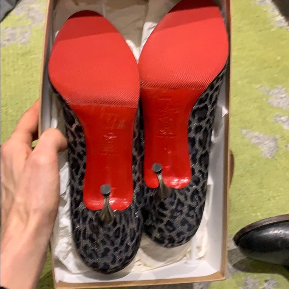 Christian Lounoutin cheetah metallic heels